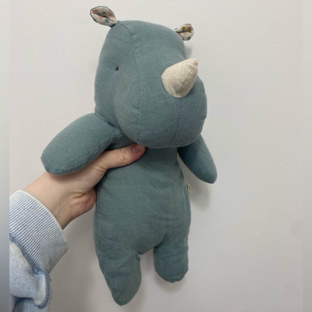 Maileg brand medium rhino in dusty blue